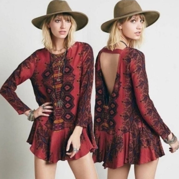 Bohemian Patterned Dress in Pink and Purple - Picture 2 of 10